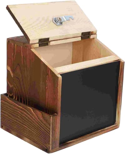 Suggestie Box - Brievenbus Hout - Thuisgebruik Opslag - Met Slot - 8.25 X 7.86 Inch - Donkerbruin