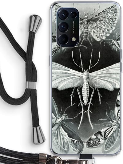 Case Company® - Hoesje met koord geschikt voor Oppo Find X3 Lite hoesje met Koord - Haeckel Tineida - Telefoonhoesje met Zwart Koord - Bescherming aan alle Kanten en Over de Schermrand