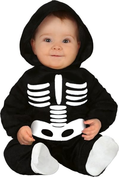 Zwart/wit skelet verkleedpak voor baby/peuter - Halloween outfits voor jongens/meisjes 86/92