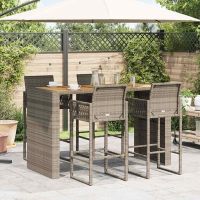 vidaXL - 5-delige - Tuinbarset - zonder - kussens - poly - rattan - acacia - grijs