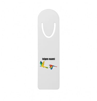 Hacebo® - 2 vliegende papegaaien metalen boekenlegger - Papegaai - papegaai liefhebbers - met eigen naam - Papegaai spullen - Gepersonaliseerd Bladwijzer boekenleggers - 12.7 cm x 3.2cm