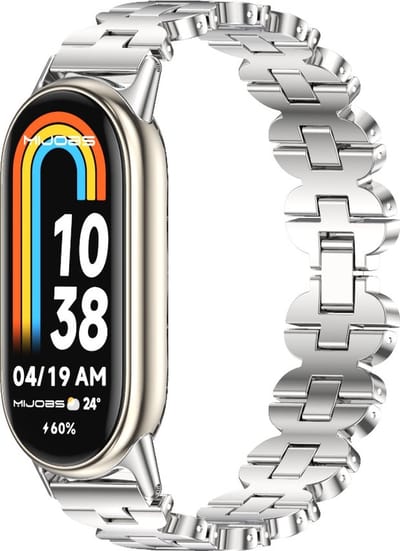By Qubix - Stalen armband - Zilver - Geschikt voor Xiaomi Smart Band 8 / 9 / 10