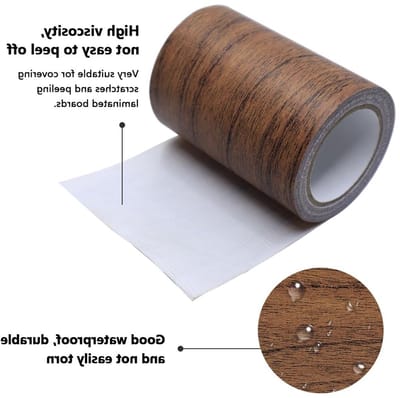 Houten Look Plakband 8 cm x 4,57 m - Sterk Hechting, Warmtebestendig voor Laminaatvloeren, Meubels en Deurranden (Donkerbruin)