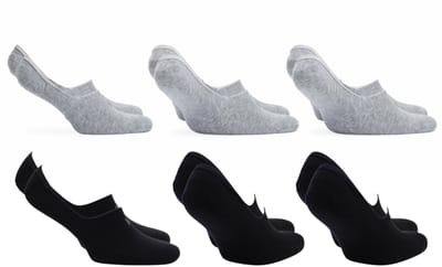 Norfolk Footies - Anti-slip Hak - 6 Paar Onzichtbare Sokken - 80% Katoen - 35-38 - Zwart/Grijs - Footies Dames - Tokyo