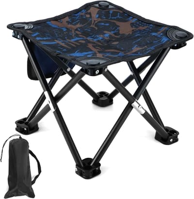 Opvouwbare Campingstoel met Opbergzak, 28x28x24cm, Ideaal voor Buitenactiviteiten zoals Vissen, Picknicken en Barbecues