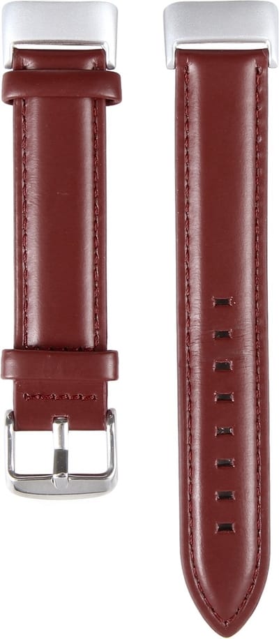 By Qubix - Compatible Fitbit bandje - Geschikt voor Fitbit Charge 5 - Fitbit Charge 6 bandje - Echt leer - Bordeaux - Horlogeband - smartwatchbandje