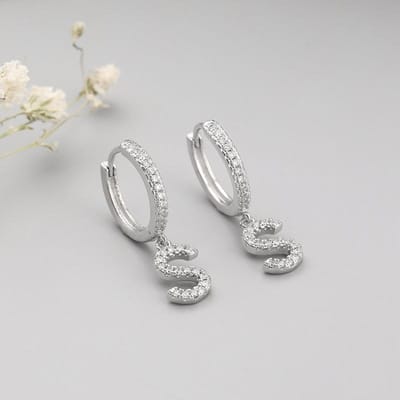 Boucles d'oreilles clous Lettres A-Z en cristal tendance pour femmes Mariage Bijoux en argent sterling 925 Accessoires Pendientes Eh215 gray