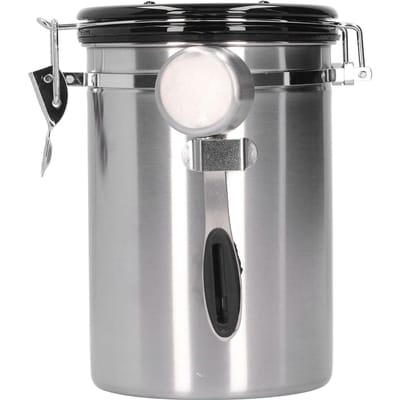 Koffiebonencontainer met ontluchtingsventiel Thee Bladeren Bewaarbus voor Keukengebruik(Zilveren Lepel gray