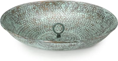 Regenketting Bekken - Wateropvang Bak - Decoratieve Waterafvoer - Grote Diameter Ontwerp - 16.5 Inch Breed - Blauwgroen Koper