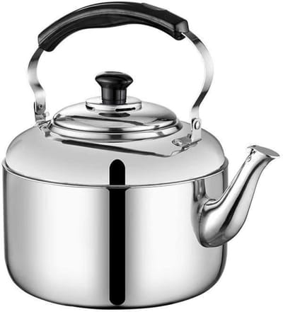 Waterkoker met Fluit - Theepot Ketel - Snel Water Koken - Roestvrij Staal - 4 Liter - Zilverkleurig