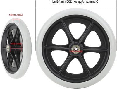 8 inch voorwielen voor rolstoelen, antislip rubberen wielen, eenvoudig te installeren rolstoelaccessoire voor zorgvoertuigen en gehandicaptenvoertuigen