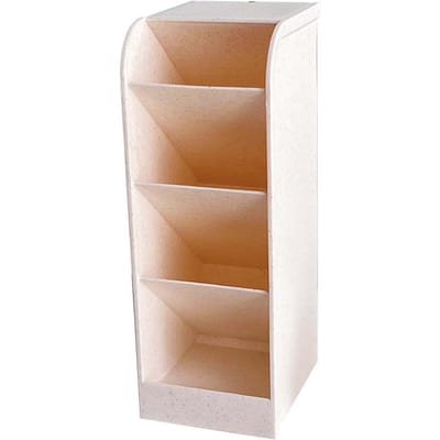 Porte-stylo Incliné Beige Style Coréen Quatre Compartiments Conteneur de Papeterie pour Crayon Maquillage