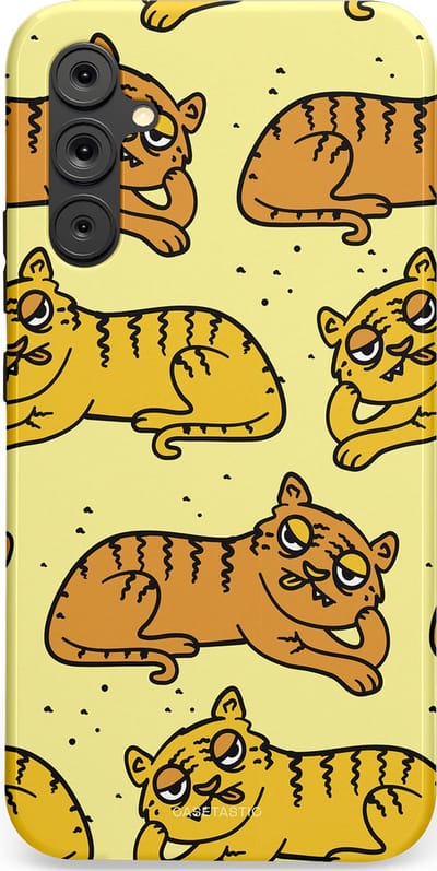 Casetastic hoesje geschikt voor Samsung Galaxy A34 (2023) 5G - Dubbellaagse bescherming - Tijger dromen - Fashion Case - Crème Goud Olijfgroen