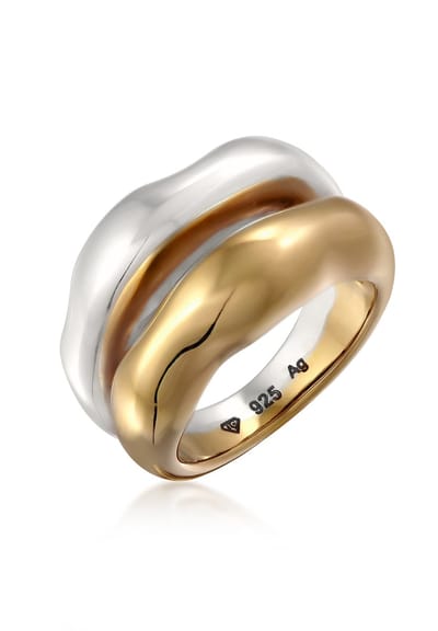 Elli PREMIUM - Ring - Bandring 925 Sterling Silber vergoldet - Dames