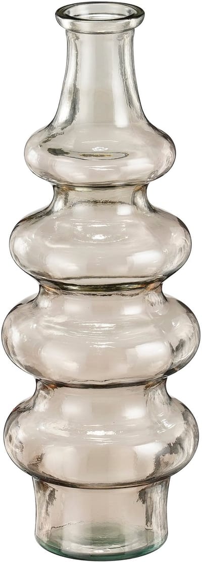 Mica Decorations Bloemenvaas Sira - transparant glas - beige - D14,5 x H40 cm - vaas - sierlijk model