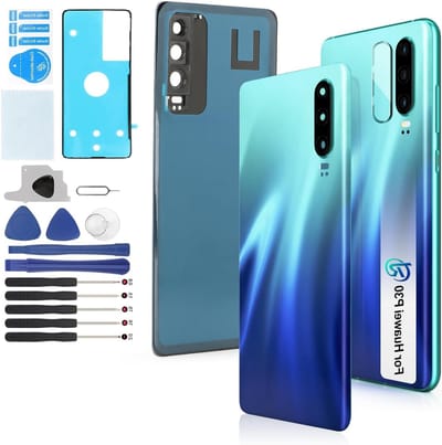 Vervangende batterijdeksel voor Huawei P30 - Achterkant backcover behuizing met reparatieset - Zwart, duurzaam en eenvoudig te installeren