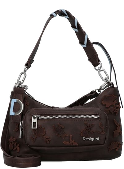 Desigual schoudertas Medellin Stencil Flower Shoulderbag Chocolate donkerbruin