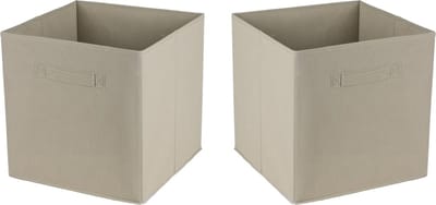 Urban Living Opbergmand Square Box - 4x - karton/kunststof - 29 liter - beige - 31 x 31 cm - Vakkenkast