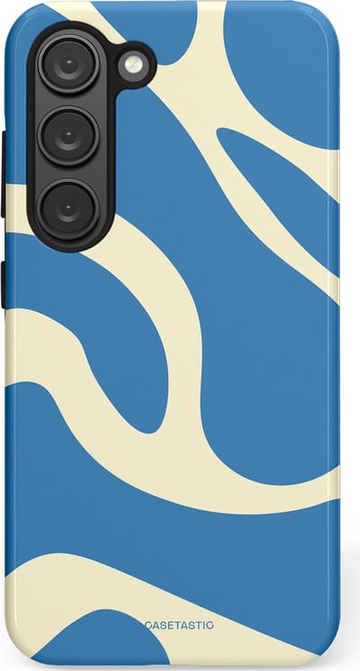Casetastic hoesje geschikt voor Samsung Galaxy S23 - Dubbellaagse bescherming - Lichtblauwe water vlekken - Fashion Case - Lavendel Crème Lichtblauw