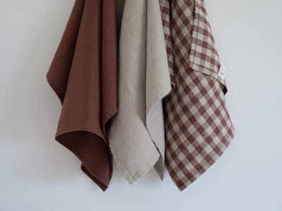 Linnen Label - Duurzaam 100% Europees gewassen linnen theedoeken - 45 x 65 cm - mix van 3 - Naturel/Lichte streep/Cacaobruin