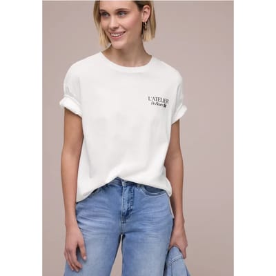 Shirt met ronde hals en opdruk op de rug