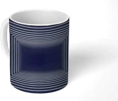 Mok - Koffiemok - Lijnen - Hypnotiserend - Zwart - Mokken - 350 ML - Beker - Koffiemokken - Theemok