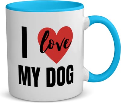 Akyol - i love my dog koffiemok - theemok - blauw - Honden - honden liefhebbers - verjaardagscadeau - kado - gift - geschenk - 350 ML inhoud
