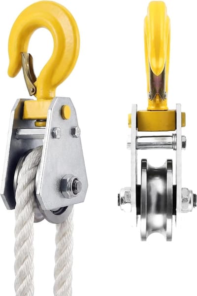 Katrol met kogellagers - Zware belasting hijsblok - Kabels trekken tillen - 1000 kg draagvermogen - 65 mm rol - Geel