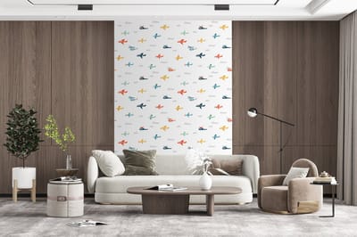 Behang - Fotobehang Patronen - Helicopter - Vliegtuig - Jongens - Kinderen - Kids - Breedte 200 cm x hoogte 300 cm