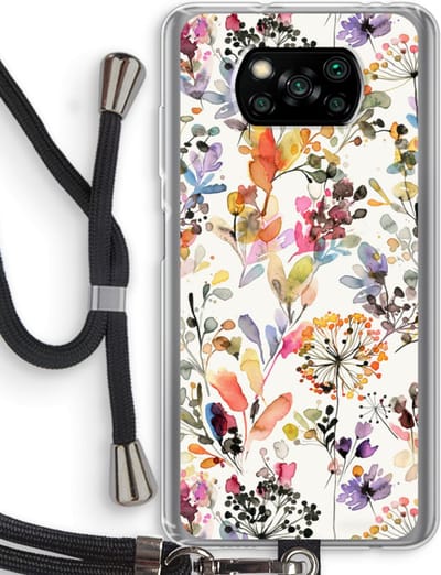 Case Company® - Hoesje met koord geschikt voor Poco X3 Pro hoesje met Koord - Wilde grassen - Telefoonhoesje met Zwart Koord - Bescherming aan alle Kanten en Over de Schermrand