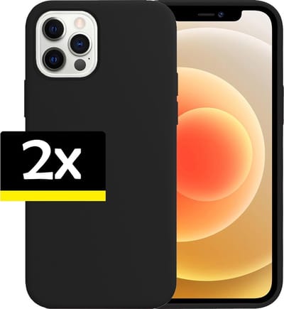 Hoesje - 2 Stuks - Geschikt voor Apple iPhone 12 Pro - Sterk & Shockproof - Case Siliconen - Back Cover - Telefoon Hoes - Telefoonhoesjes - Zwart
