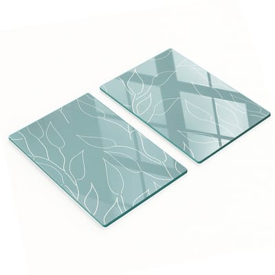 Multifunctionele decoratieve snijplanken van gehard staal met bladmotief voor de keuken, 2x40x52 cm