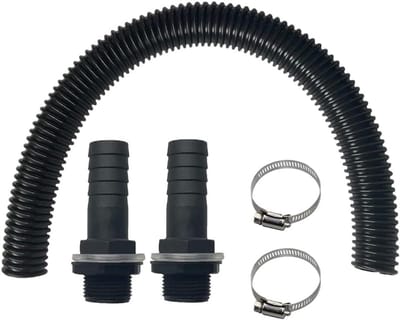 Complete Verbinding Kit voor Regenwatertonnen met 2 Voedingsslangen, 50 cm Aansluitslang en Klemmen voor Wateropslag en Cisternen