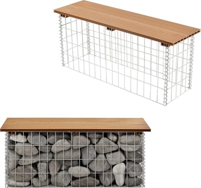 HKC tuinbank steenkorf 100x30x45 cm teakhout