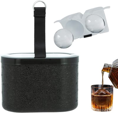 IJsbal Maker - Ronde IJsblokjes - Whisky Drankjes - Langzaam Smeltend - 24 Inch Bol - Zwart