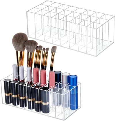Acryl Lipglosshouder met 24 Sleuven, Organizer voor Lippenstift en Make-up, Doorzichtige Cosmetische Vitrine voor Lippenbalsem en Chapstick, 8,3 x 3,5 x 2,7 Inch