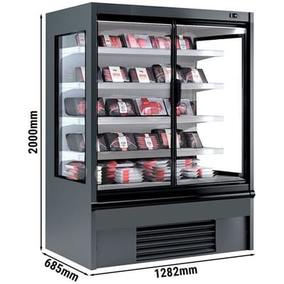 GGM Gastro Wandkühlregal - 1330mm - 455 Liter - mit 2 doppelt verglasten Flügeltüren & 4 Ablagen Grijs