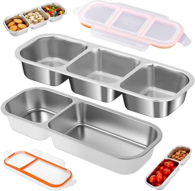 Snackdoos met Compartimenten van RVS, Lekvrije Lunchbox voor Kinderen, Geschikt voor Vaatwasser, Ideaal voor School, Werk en Kamperen, Grote Bento Box voor Snacks en Maaltijden