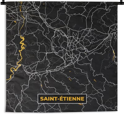 Wandkleed - Wanddoek - Stadskaart - Plattegrond - Saint-Étienne - Frankrijk - Kaart - 180x180 cm - Wandtapijt