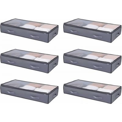 VEVOR Onderbed Opbergtas 6-pack (996 x 500 x 180 mm) Onderbedcontainer met transparante deksels (90 L), Opbergdoos Organizer voor Kleding Schoenen Slaapkamer