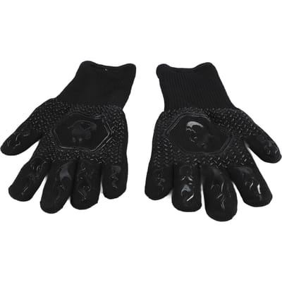 BBQ Handschoenen Hittebestendige Grillhandschoenen Antislip Ovenhandschoenen Lange Keukenhandschoenen voor Barbecue Bakken Zwart Gemiddeld black