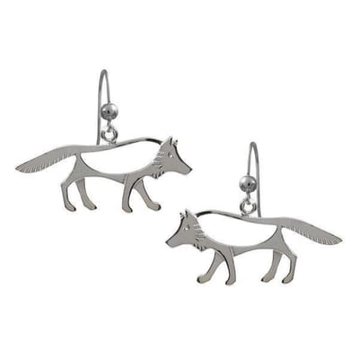Oorbellen, hang, Zilveren wolf