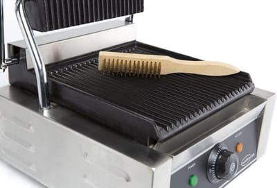 Contactgrill - Panini grill - Professioneel grillen - Geribbelde plaat - 320 x 410 mm - Zilver