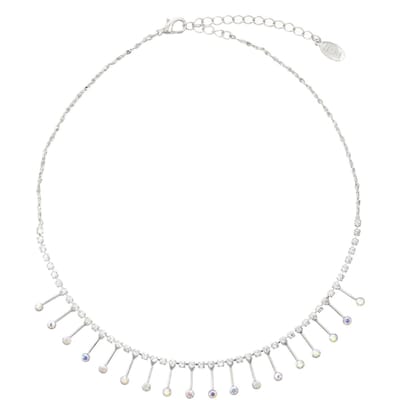 Behave - Zilverkleur ketting met multi-color hangers - Feestelijke look