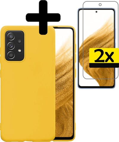 Hoesje - Met 2x Screenprotector - Geschikt voor Samsung Galaxy A53 - Sterk & Shockproof - Back Cover - Siliconen Case - Telefoon Hoes - Telefoonhoesjes - Geel