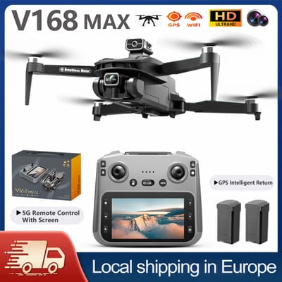 Nieuwe V168 PRO MAX GPS Drone Professionele HD Dubbele Camera Obstakelvermijding Borstelloze Motor Met Schermbediening Afstandsbediening 5G WIFI FPV Drone RC Quadcopter Jongens Speelgoed
