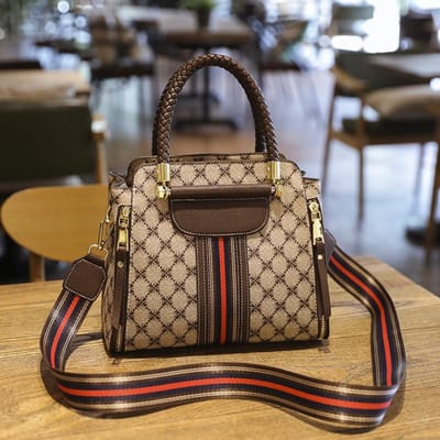 Mode Handtas Makkelijk met Lente/zomer Bedrukte Emmer Tas Brede Band Enkele Schouder Crossbody Tas Dames Tas bruin