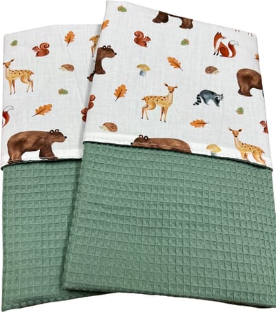 Baby deken kinderwagen deken wieg deken oud groen forest animal 60 x 90 cm