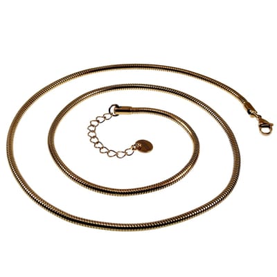 60cm tot 64cm X 3mm Ketting Unisex - Verguld RVS - Verstelbaar - Ronde Slangenketting