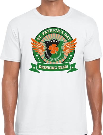 St. Patricks day drinking team t-shirt wit heren - St Patrick's day kleding S
